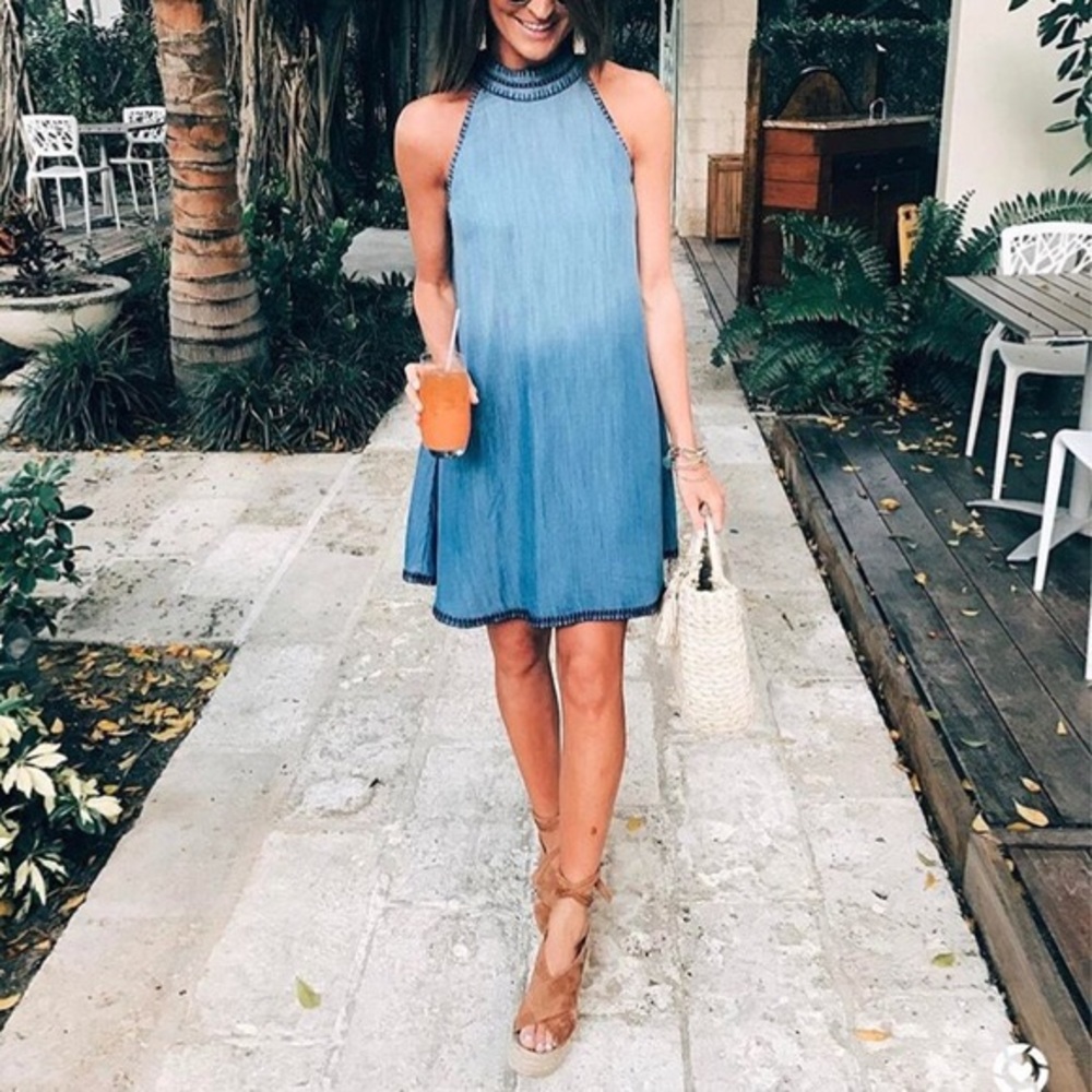 🌜 Bella Dahl Whipstitch Chambray Dress